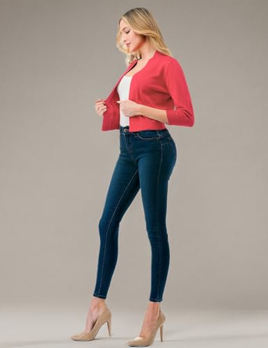 LALABEE Damen-Bolero, klassisch, 3/4-Ärmel, vorne offen, kurz, Cardigan, Shrugs für Kleider (S~XXL)