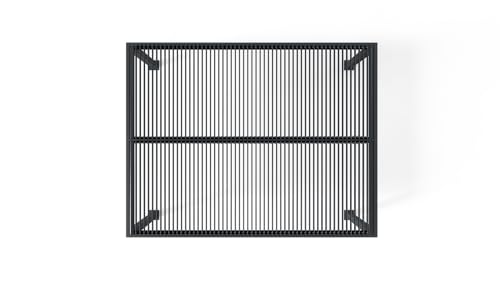 PURPLE LEAF Lamellenpergola 94AS, 3,3 x 4,3 m, Aluminium-Pergola für den Außenbereich mit Sonnenschutz, verstellbarem Dach für Terrasse, Hinterhof, grauer Pavillon mit festem Dach, 1 lange Seite und 2 kurze Seiten