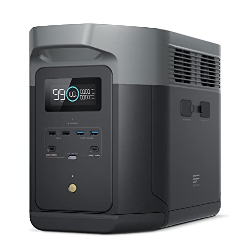 EF ECOFLOW Solar Generator DELTA 2 Max 2048Wh With 400W Solar Panel, LFP Battery Portable Power Station Up to 3400W AC Output Fast Charging 0-80% in 43 Min solar powered generator For Camping, RV