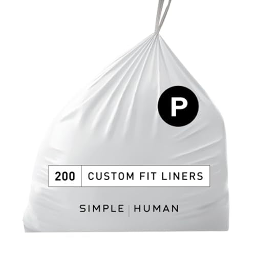 simplehuman Code H 60 Count, Genuine Custom Fit Liners, Drawstring Trash Bags in Dispenser Packs, 30-35 Liter / 8-9.2 Gallon, White