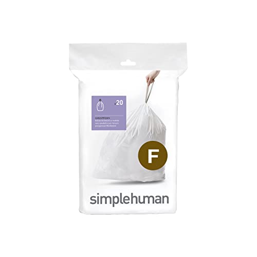 simplehuman Code H 60 Count, Genuine Custom Fit Liners, Drawstring Trash Bags in Dispenser Packs, 30-35 Liter / 8-9.2 Gallon, White
