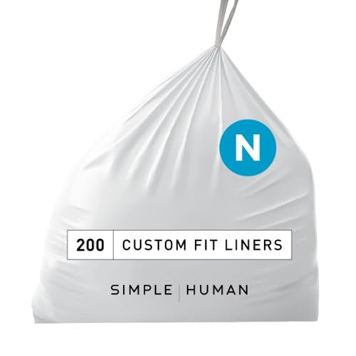 simplehuman Code H 60 Count, Genuine Custom Fit Liners, Drawstring Trash Bags in Dispenser Packs, 30-35 Liter / 8-9.2 Gallon, White