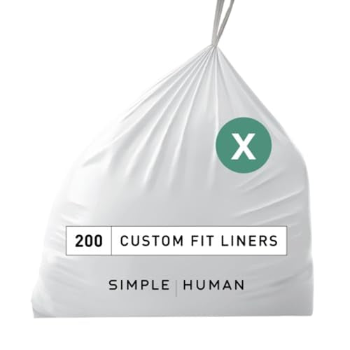 simplehuman Code H 60 Count, Genuine Custom Fit Liners, Drawstring Trash Bags in Dispenser Packs, 30-35 Liter / 8-9.2 Gallon, White