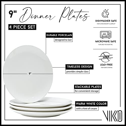 Vikko Ceramic Dinner Plates – Stackable White Plates