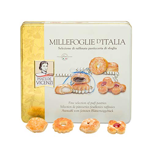 Millefoglie D'Italia Fine Selection of Italian Puff Pastries, Assortment of Vanilla, Chocolate, Butter & Raspberry Cookies, 13.23 oz (375g)