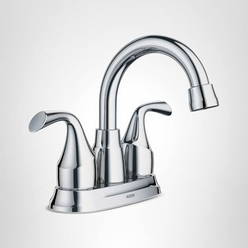Moen Idora Chrome Two-Handle Centerset Bathroom Sink Faucet with Drain Assembly, 84115