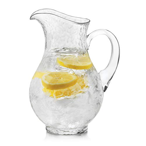 Libbey Acapulco Large Glass Pitcher Set of 2, 89 Oz, Clear, Tall Bubble Glass Pitchers with Handle, Modern Pitcher Set for Iced Tea, Punch, and More