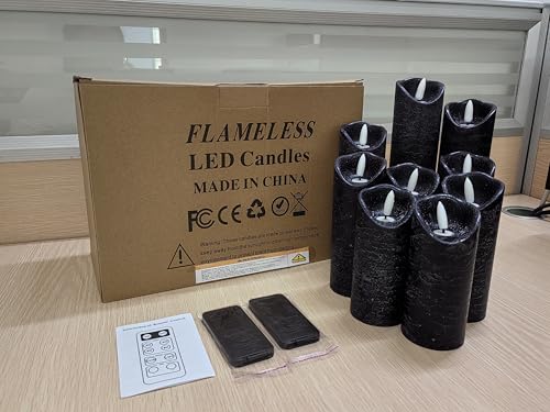 Lot de 12 bougies sans flamme Hausware à piles (D : 3 po x H : 4 po) Bougies piliers en cire véritable vacillantes Bougies LED sans flamme avec télécommande et minuterie (couleur ivoire)