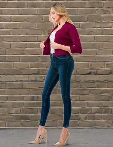 LALABEE Damen-Bolero, klassisch, 3/4-Ärmel, vorne offen, kurz, Cardigan, Shrugs für Kleider (S~XXL)
