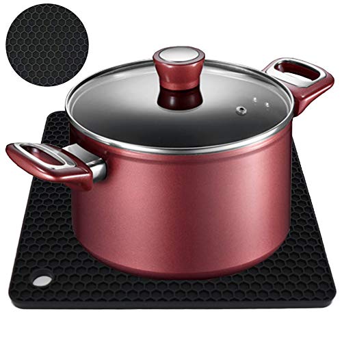 Smithcraft Silikon-Untersetzer für heiße Gerichte, Töpfe und Pfannen, heiße Pads für die Küche, dunkelgraue Silikon-Topflappen, Silikonmatten für die Küche, hitzebeständige Quarzthekenmatte, flexible Untersetzermatten-Set 4