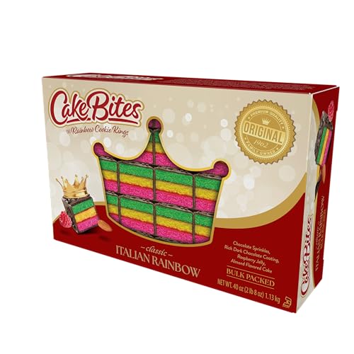 The Original Cakebites by Cookies United, Grab-and-Go Bite-Sized Snack (Classic Italian Rainbow, 8 Pack)