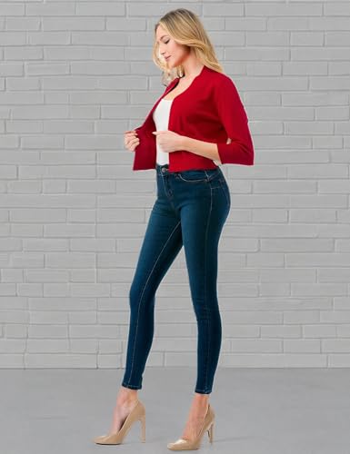 LALABEE Damen-Bolero, klassisch, 3/4-Ärmel, vorne offen, kurz, Cardigan, Shrugs für Kleider (S~XXL)
