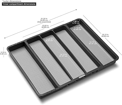 madesmart Klassische große Utensilienablage mit weichem Griff, rutschfeste Küchenschublade, Mehrzweck-Organisation für den Haushalt, BPA-frei, Granit