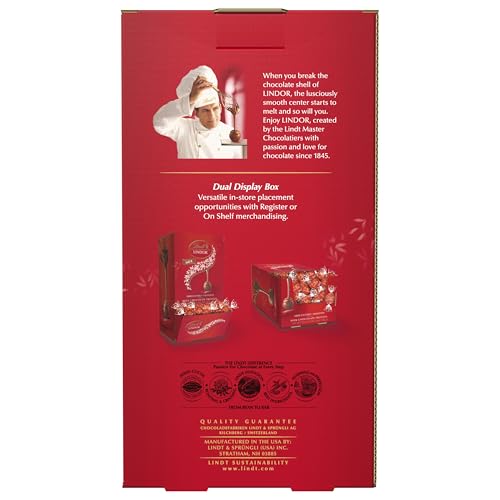 Lindt LINDOR Milk Chocolate Candy Truffles, Milk Chocolate with Smooth, Melting Truffle Center, 25.4 oz., 60 Count