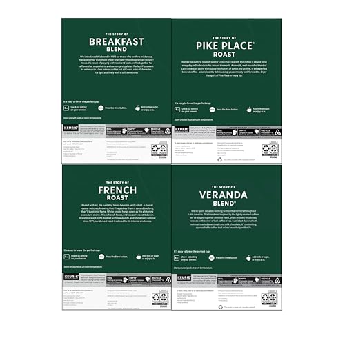 Starbucks K-Cup-Kaffeepads, natürlich aromatisiertes Kaffee-Vielfaltspaket für Keurig-Kaffeemaschinen, 100 % Arabica, 1 Schachtel (40 Pads)
