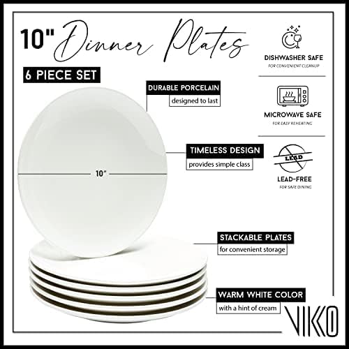 Vikko Ceramic Dinner Plates – Stackable White Plates