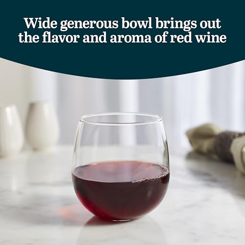 Libbey Vina Red Balloon Wine Glasses, 18.25 Oz Elegant Large Red Wine Glasses Set of 6, Long Stem Glass Wine Glasses for Weddings, Birthdays, and More