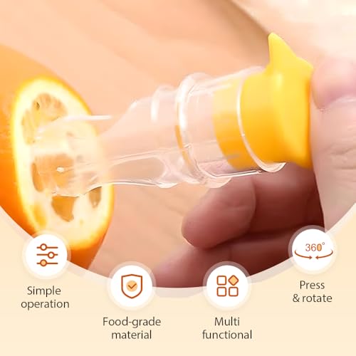 Lemon Squeezer,2025 New Screw-Top Lemon Squeezer Manual Lemon Juicer with Built-In Filter Orange Citrus Press, Spout for Cocktails Drinks Easy to Use (yellow+green2pcs)