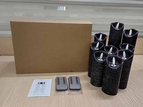 Lot de 12 bougies sans flamme Hausware à piles (D : 3 po x H : 4 po) Bougies piliers en cire véritable vacillantes Bougies LED sans flamme avec télécommande et minuterie (couleur ivoire)