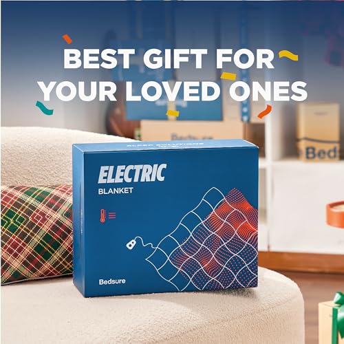 Electric Heated Blanket/Throw - Seamless Flannel Electric Blanket, Heating Blanket with 4 Time Settings & 6 Heat Settings, Warm Blanket Gift for Grandma (50x60 inches, Black)