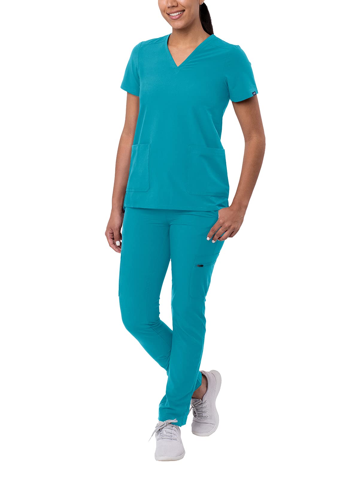 Ensemble de gommage Adar Addition Go-Basic pour femme - Haut de gommage slim à col en V et pantalon de gommage cargo skinny