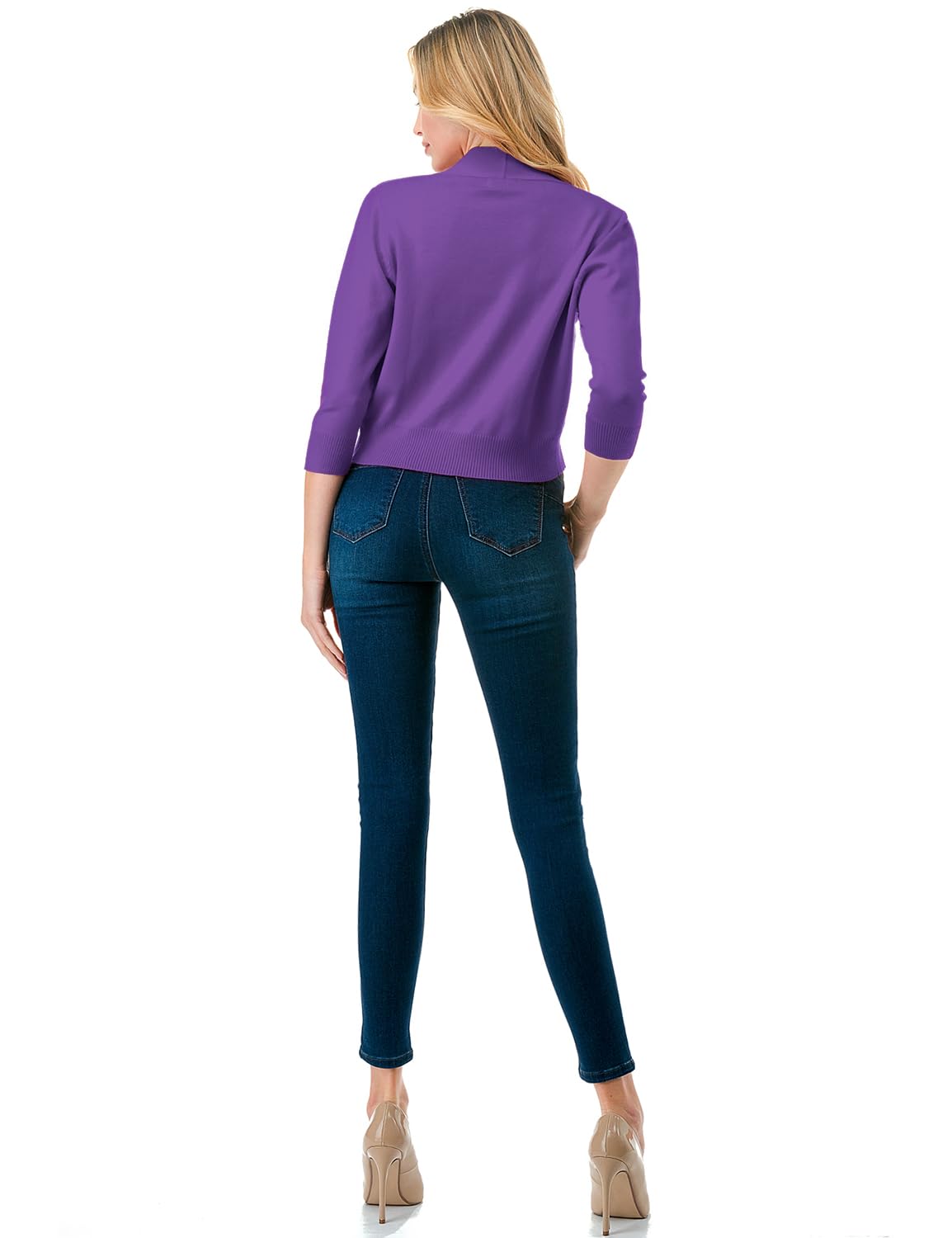LALABEE Damen-Bolero, klassisch, 3/4-Ärmel, vorne offen, kurz, Cardigan, Shrugs für Kleider (S~XXL)