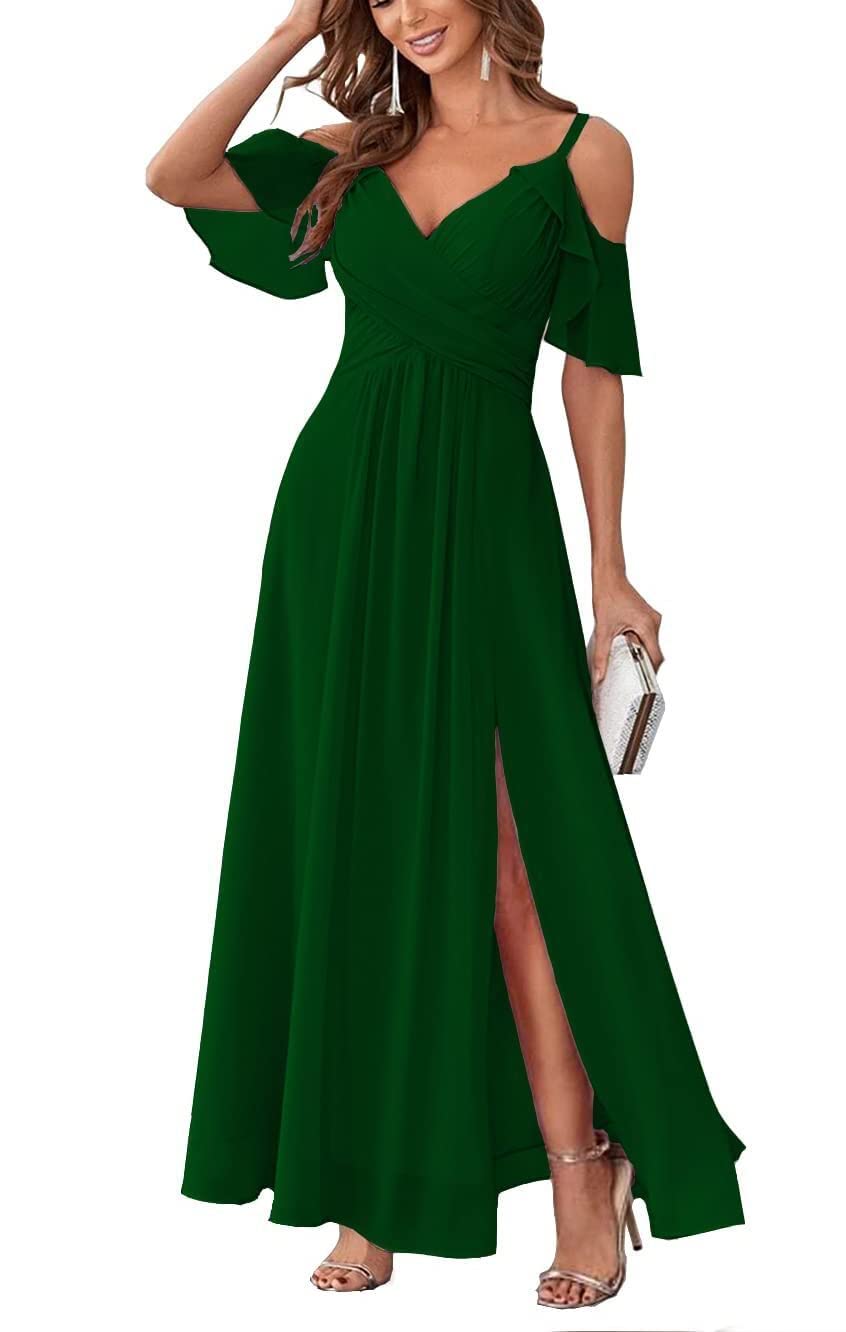 Long Chiffon Junior Bridesmaids Dresses for Women Wedding Party Dress Formal Military Ball Gown ABC095