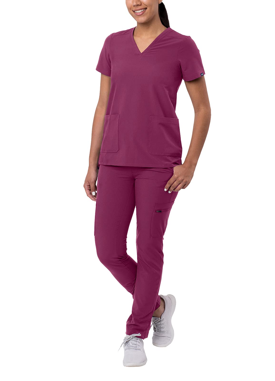 Ensemble de gommage Adar Addition Go-Basic pour femme - Haut de gommage slim à col en V et pantalon de gommage cargo skinny