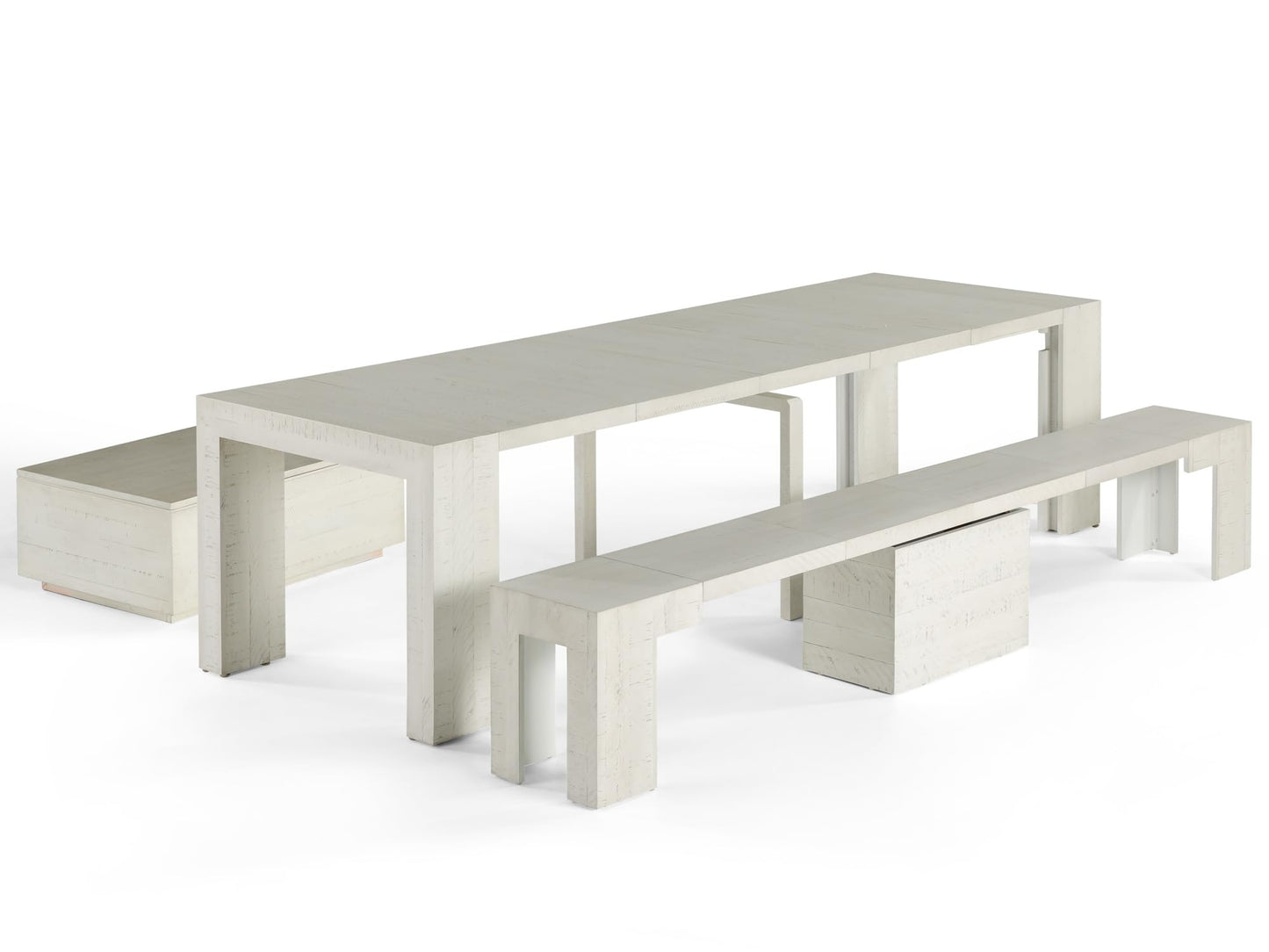 Transformer Table Esstisch-Set für 4 bis 12, ausziehbarer Esstisch aus Holz mit ausziehbarer Bank, Möbel für kleine Räume, Küchentisch-Set (Dunkelgrau, Tisch + Bank)