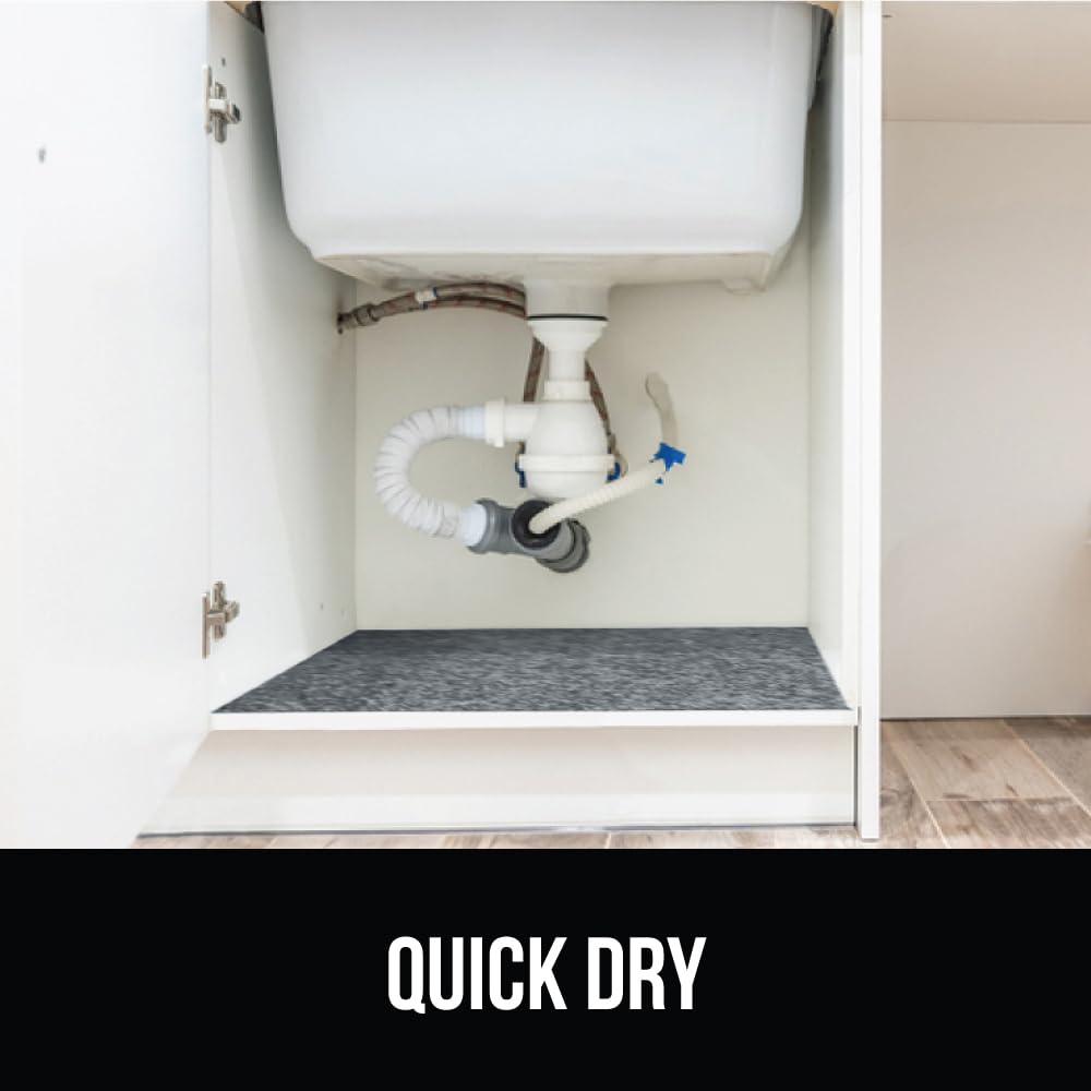 Gorilla Grip LeakGuard, nicht klebende Unterspülmatte für Küchenschränke, 24 x 40, wasserdichte, schnell trocknende Regaleinlage, langlebige, saugfähige Filzmatten für Badezimmerwaschbecken, Schränke, Kommoden, Damast, Taupe-Creme