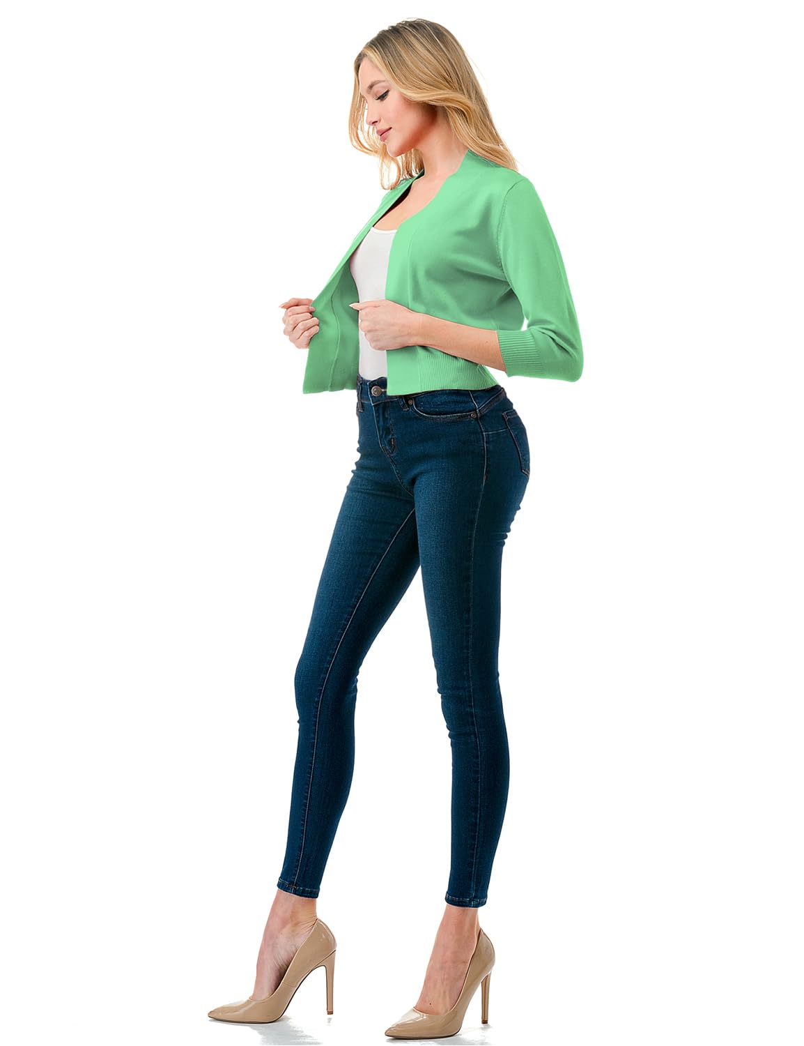 LALABEE Damen-Bolero, klassisch, 3/4-Ärmel, vorne offen, kurz, Cardigan, Shrugs für Kleider (S~XXL)