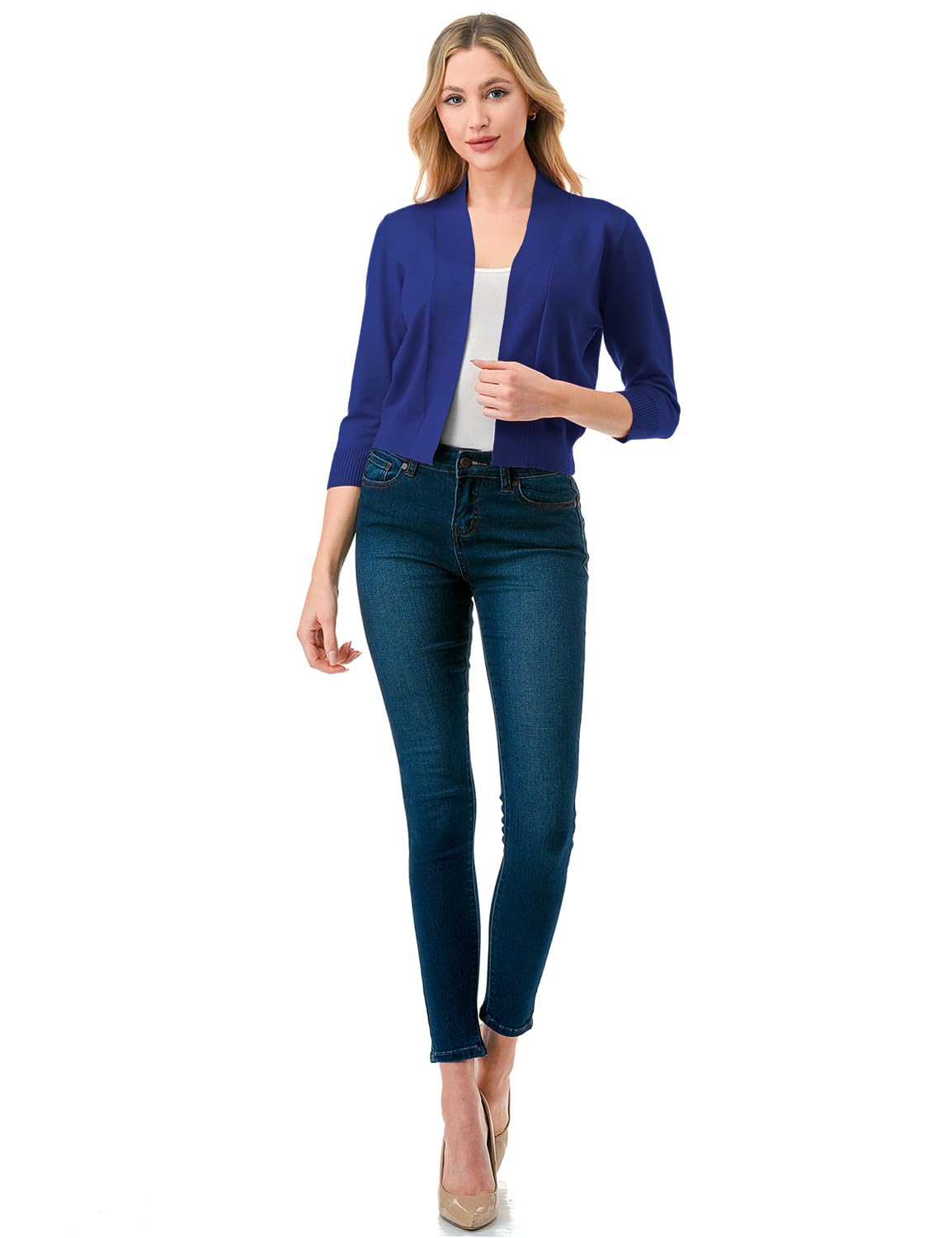 LALABEE Damen-Bolero, klassisch, 3/4-Ärmel, vorne offen, kurz, Cardigan, Shrugs für Kleider (S~XXL)