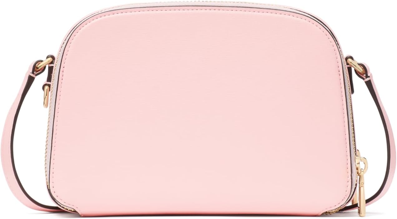 kate spade new york Devin Saffiano Leather Double Zip Dome Crossbody, Pastry Pink