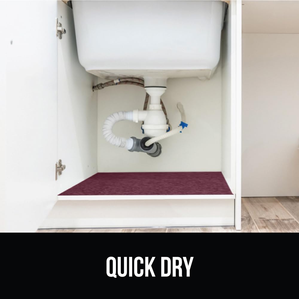 Gorilla Grip LeakGuard, nicht klebende Unterspülmatte für Küchenschränke, 24 x 40, wasserdichte, schnell trocknende Regaleinlage, langlebige, saugfähige Filzmatten für Badezimmerwaschbecken, Schränke, Kommoden, Damast, Taupe-Creme