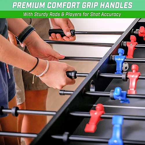 GoSports 48 Inch Game Room Size Foosball Table - Includes 4 Balls and 2 Cup Holders – Black, Oak, or White