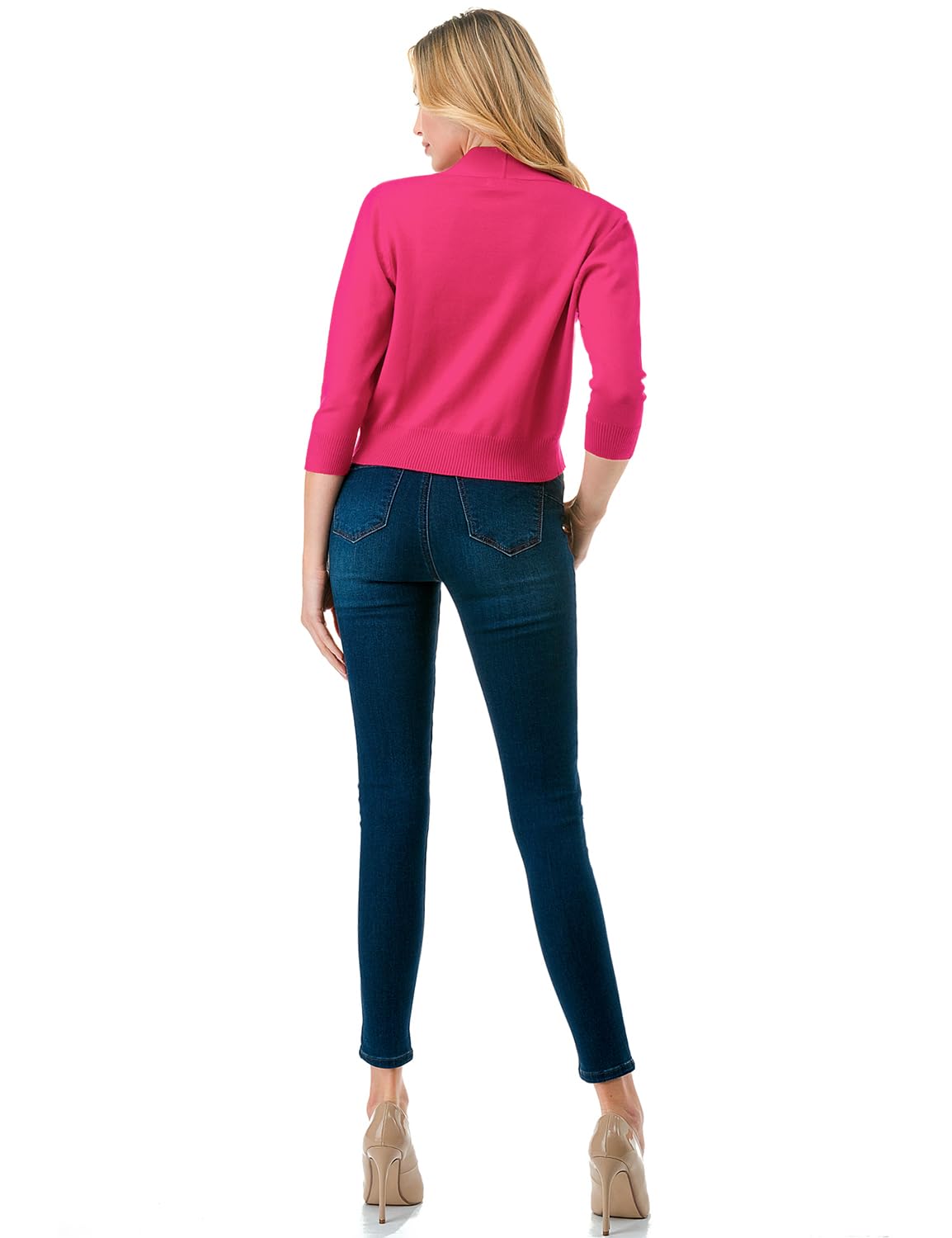 LALABEE Damen-Bolero, klassisch, 3/4-Ärmel, vorne offen, kurz, Cardigan, Shrugs für Kleider (S~XXL)