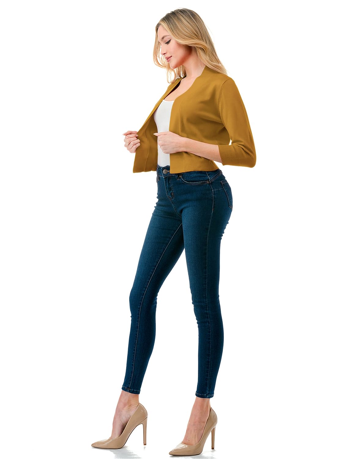 LALABEE Damen-Bolero, klassisch, 3/4-Ärmel, vorne offen, kurz, Cardigan, Shrugs für Kleider (S~XXL)