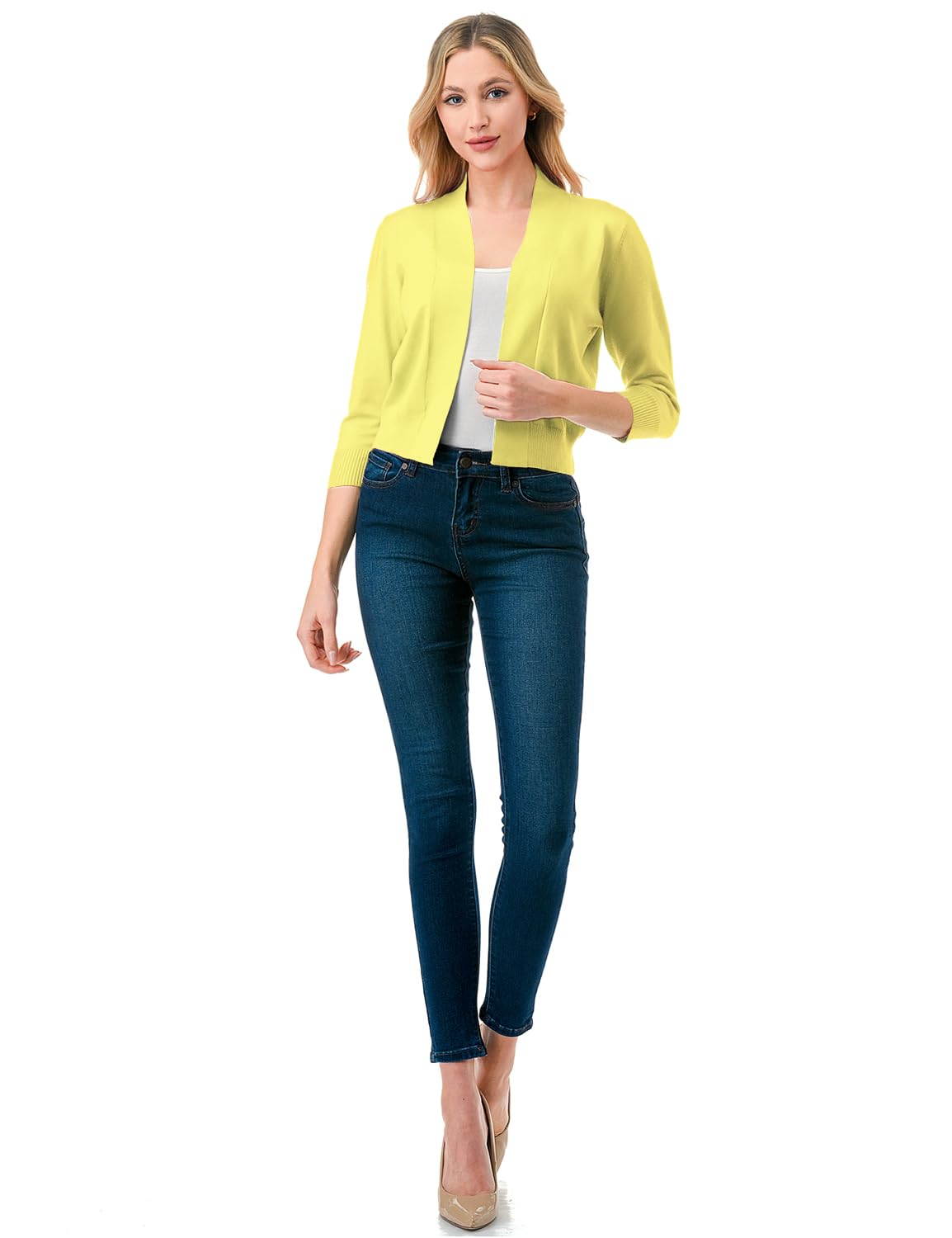 LALABEE Damen-Bolero, klassisch, 3/4-Ärmel, vorne offen, kurz, Cardigan, Shrugs für Kleider (S~XXL)