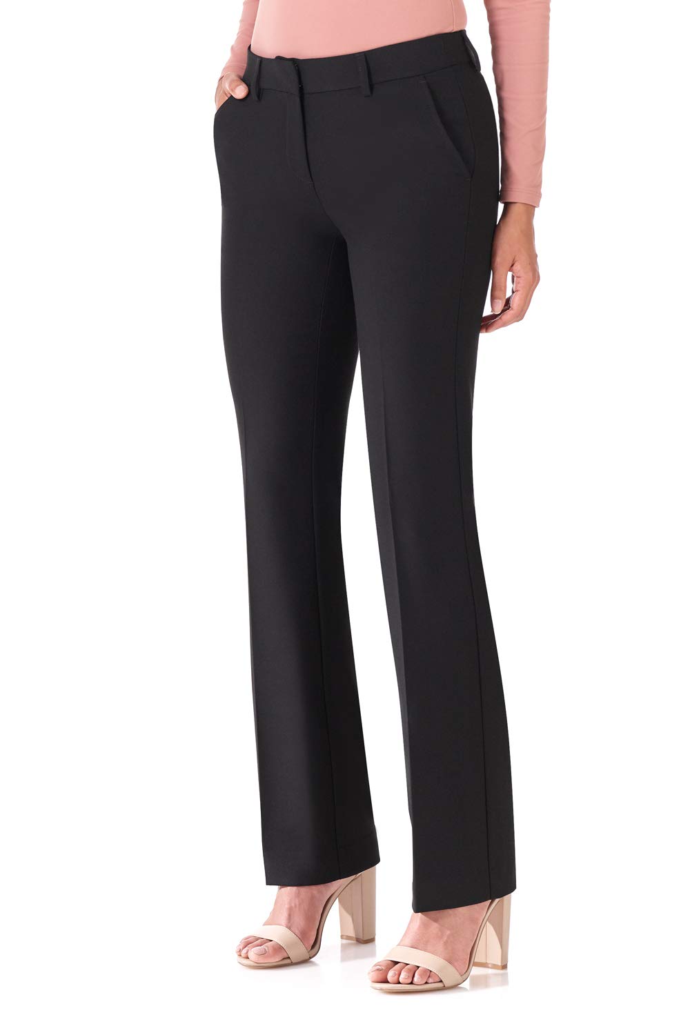 Rekucci Smart Stretch-Hose für Damen vom Schreibtisch bis zum Abendessen mit geradem Bein und Reißverschluss