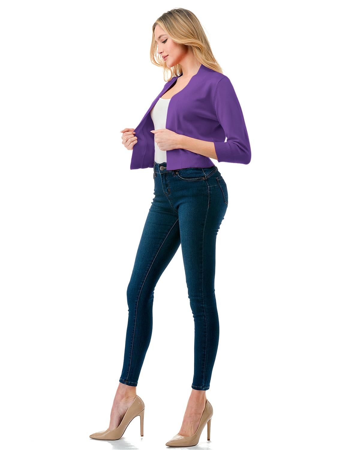 LALABEE Damen-Bolero, klassisch, 3/4-Ärmel, vorne offen, kurz, Cardigan, Shrugs für Kleider (S~XXL)