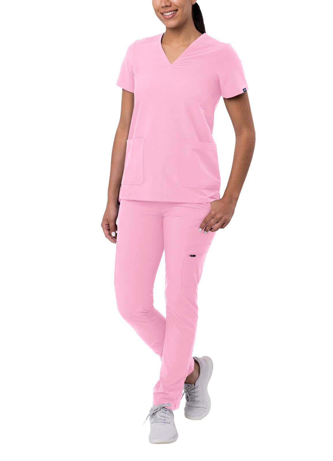 Ensemble de gommage Adar Addition Go-Basic pour femme - Haut de gommage slim à col en V et pantalon de gommage cargo skinny