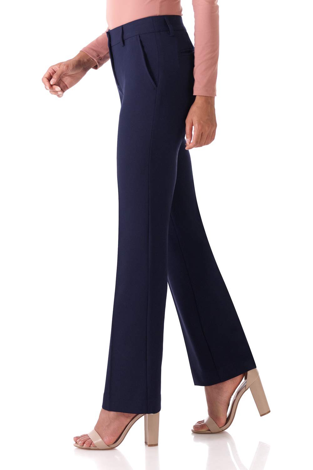 Rekucci Smart Stretch-Hose für Damen vom Schreibtisch bis zum Abendessen mit geradem Bein und Reißverschluss