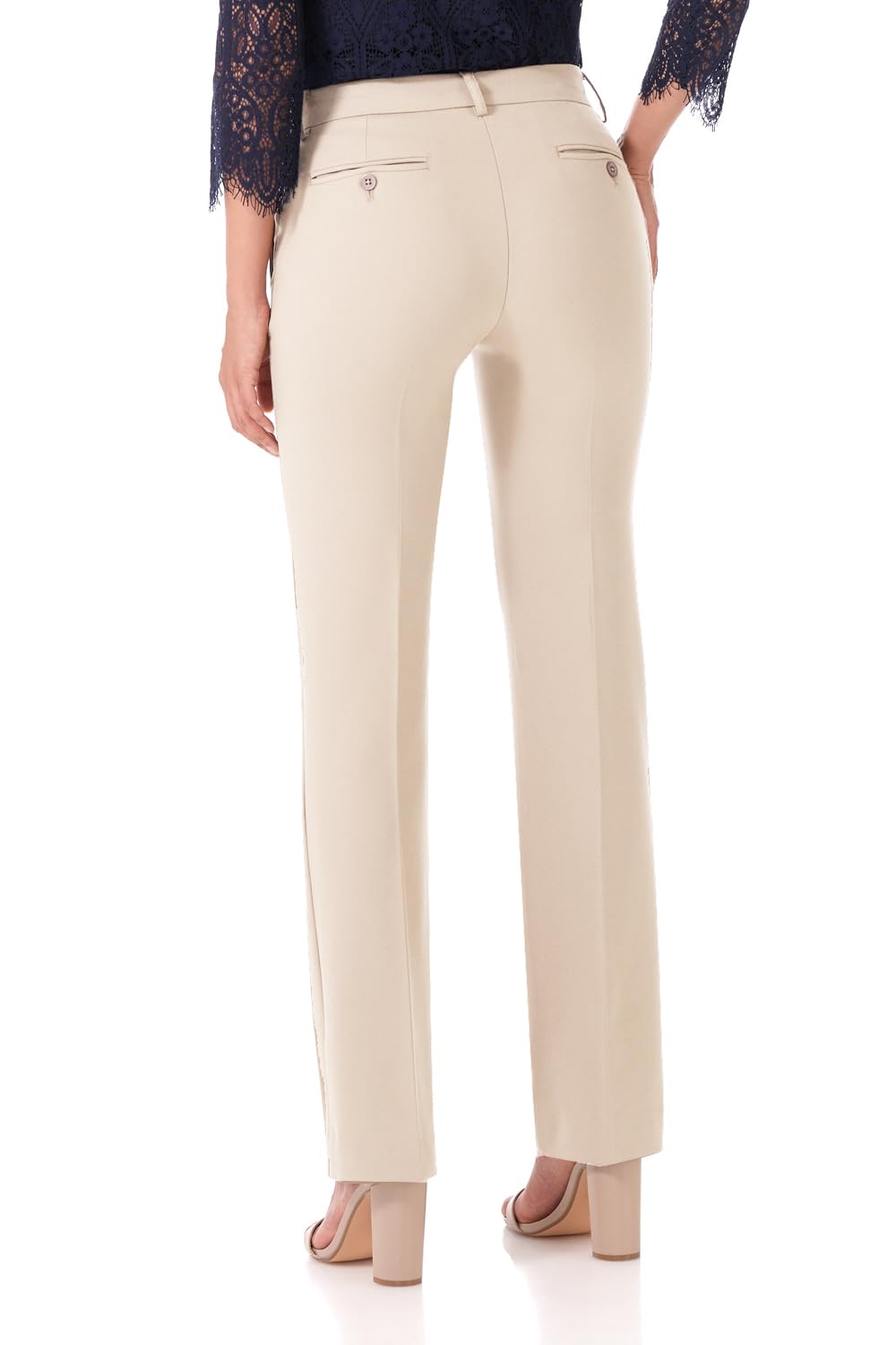 Rekucci Smart Stretch-Hose für Damen vom Schreibtisch bis zum Abendessen mit geradem Bein und Reißverschluss