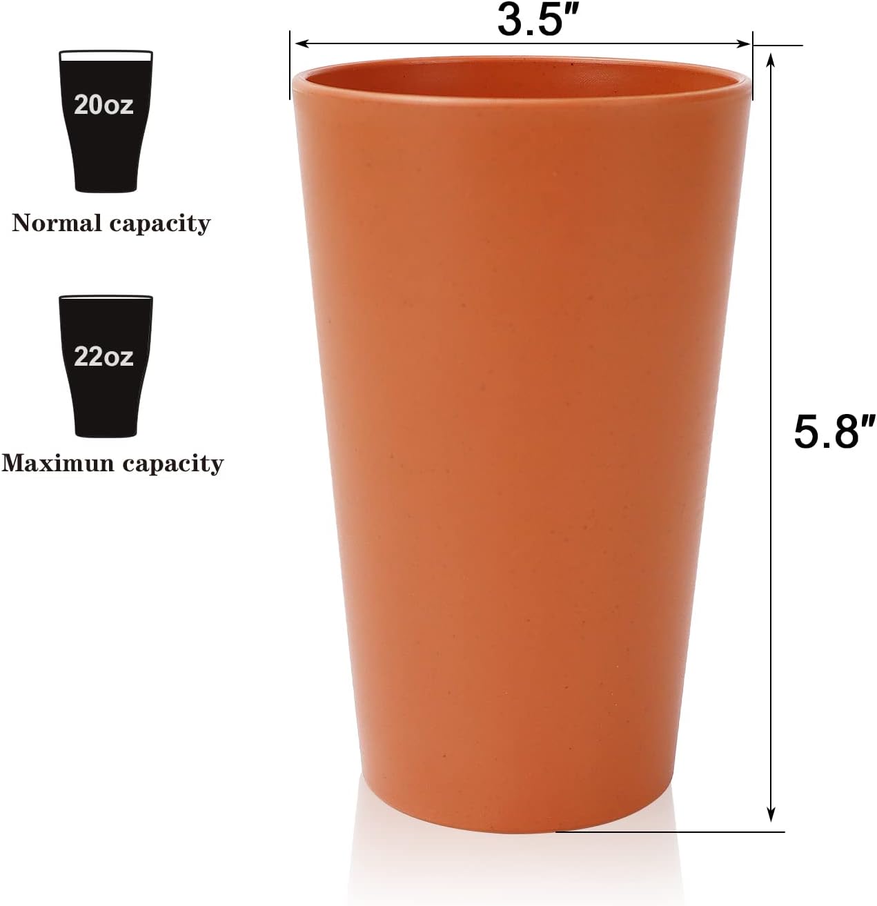 Homienly Becher mit Weizenstrohhalm, Plastikbecher, unzerbrechliche Trinkbecher, wiederverwendbare, spülmaschinenfeste Wassergläser, stapelbare Plastik-Wasserbecher in mehreren Farben (20 OZ, 8 Stück)