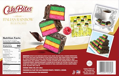 The Original Cakebites by Cookies United, Grab-and-Go Bite-Sized Snack (Classic Italian Rainbow, 8 Pack)