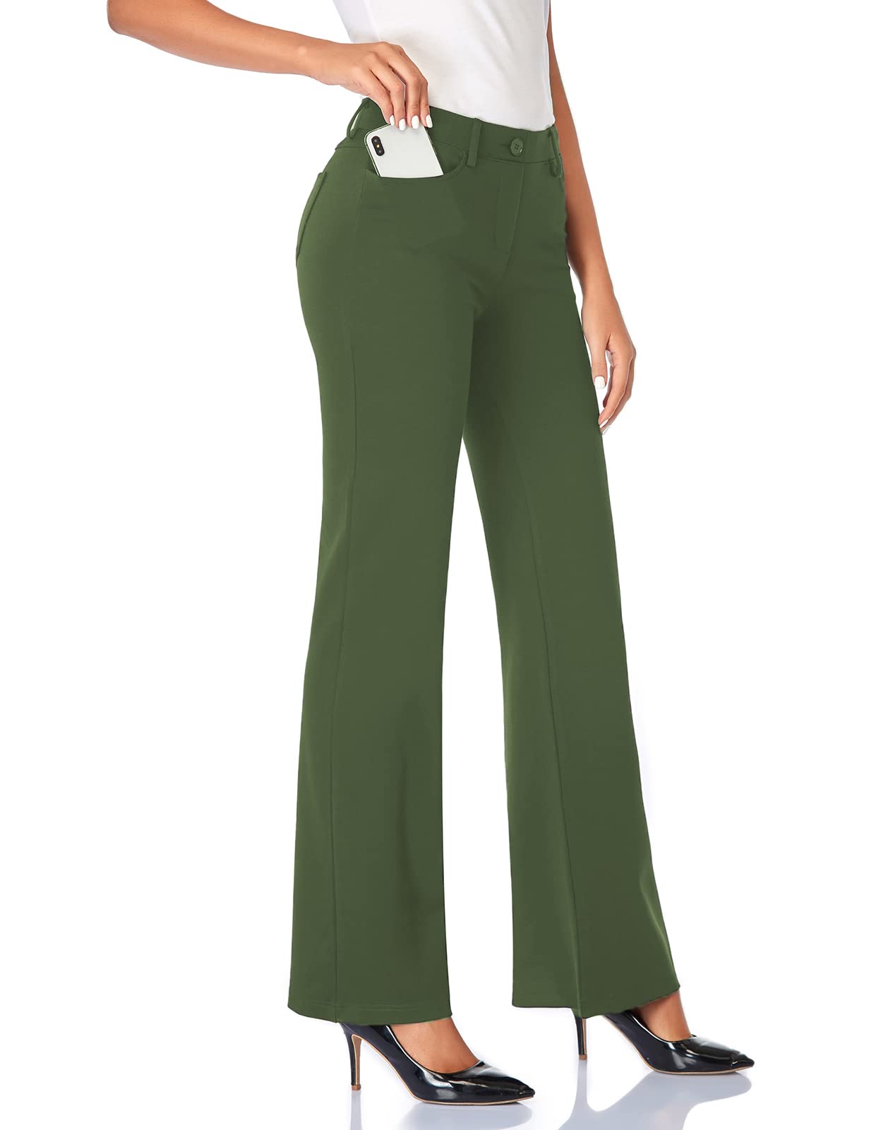 Pantalon extensible pour femme Tapata 28''/30''/32''/34'' avec poches, taille haute, petite, taille standard pour le travail au bureau