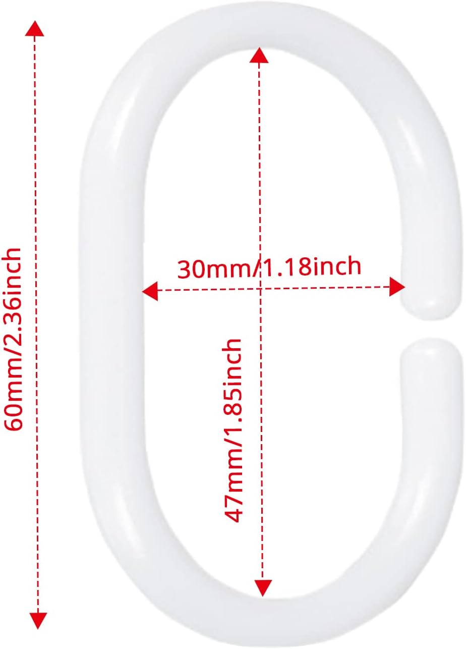 12-Pack Shower Curtain Hooks – Classic White C-Rings