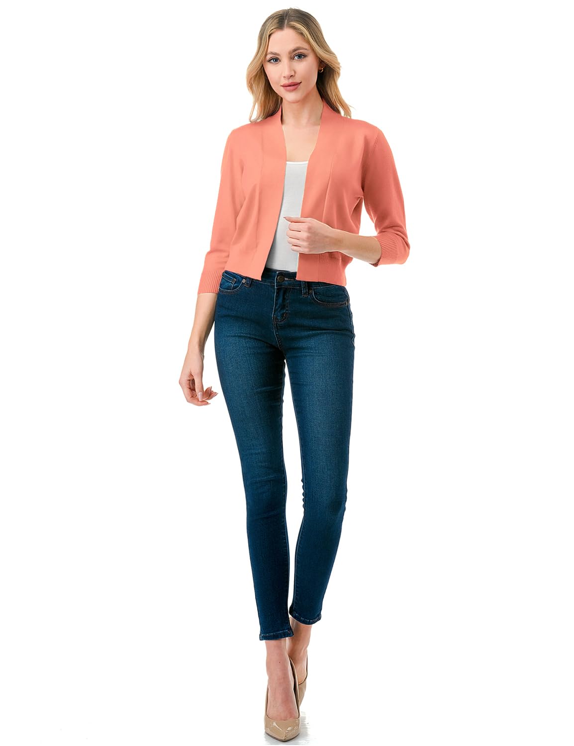 LALABEE Damen-Bolero, klassisch, 3/4-Ärmel, vorne offen, kurz, Cardigan, Shrugs für Kleider (S~XXL)