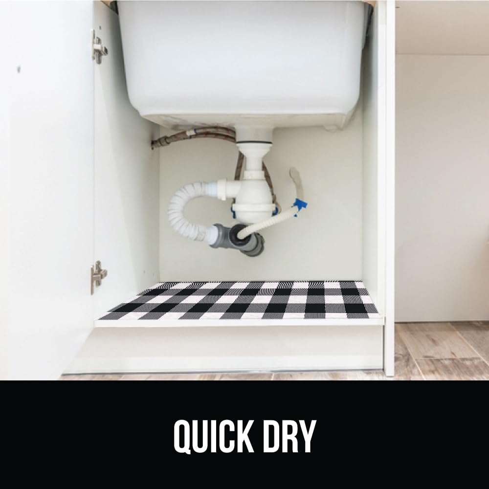 Gorilla Grip LeakGuard, nicht klebende Unterspülmatte für Küchenschränke, 24 x 40, wasserdichte, schnell trocknende Regaleinlage, langlebige, saugfähige Filzmatten für Badezimmerwaschbecken, Schränke, Kommoden, Damast, Taupe-Creme