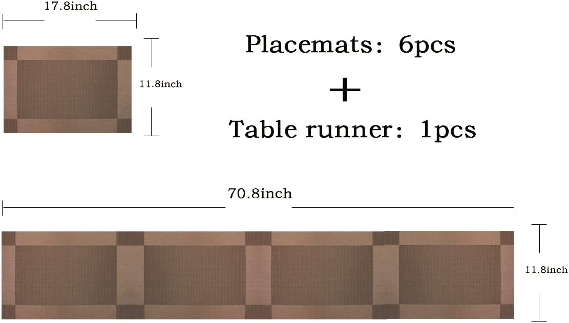 PIGCHCY Keilförmige Tischsets für den Esstisch, kreuzgewebt, waschbares Vinyl-Tischset, hitzebeständig, runde Tischsets, 4er-Set (Silbergrau)